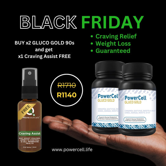 BLACK FRIDAY - BUY 2 GLUCO GOLD 90s + 1 CRAVING ASSIST 30ml FREE
