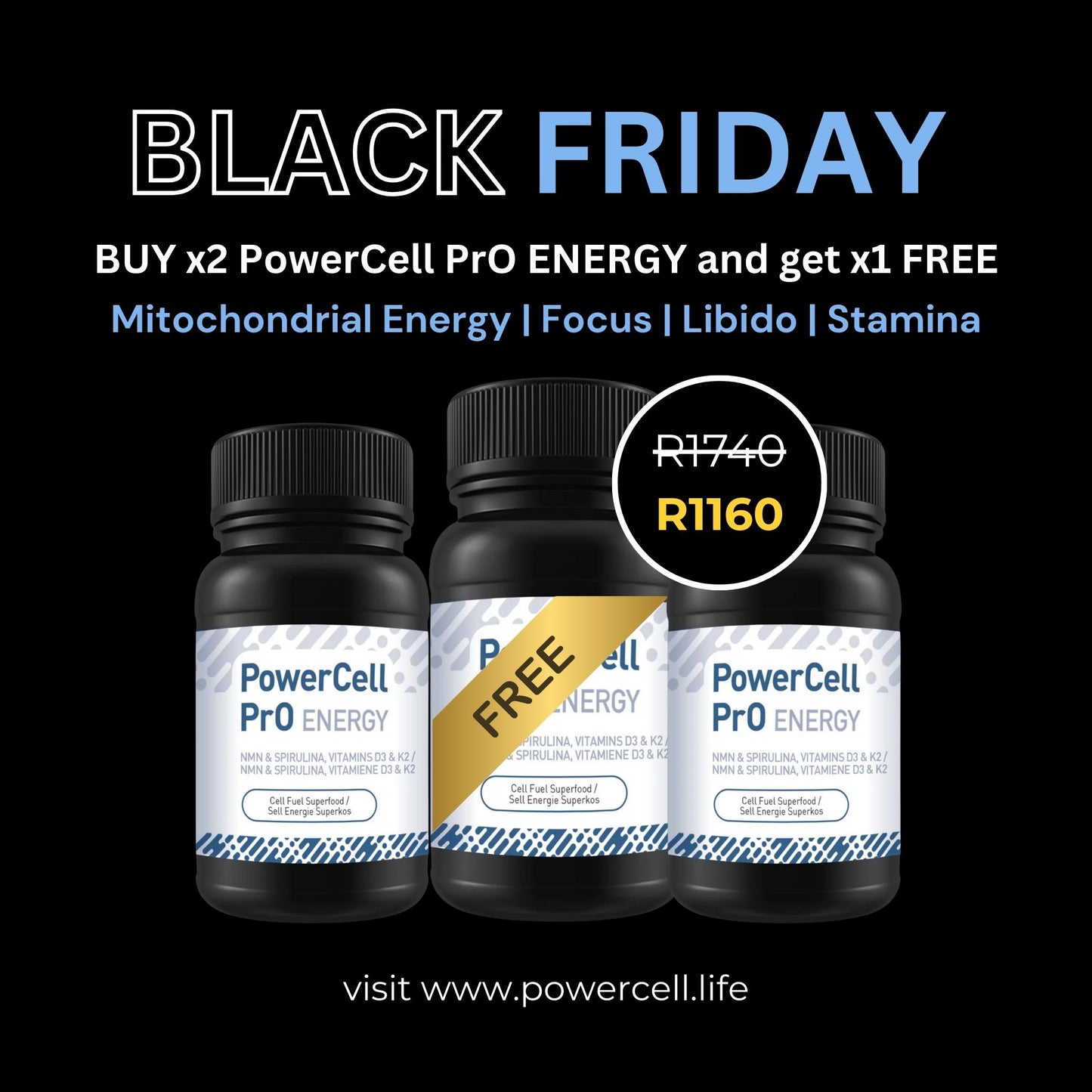 BLACK FRIDAY - BUY 2 Powercell Pro ENERGY + 1 Powercell Pro ENERGY FREE